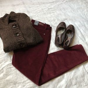 NWT Burgundy Skinny Corduroy Pants
